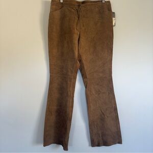 NWT Covington suede leather flare pants in tan Size: 12